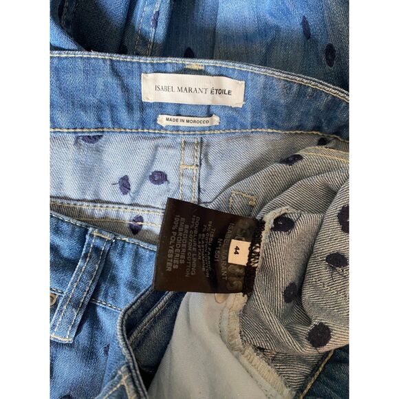 EUC Isabel Marant Embroidered Polka Dot Low Rise Straight Leg Jeans 12 - Picture 8 of 9